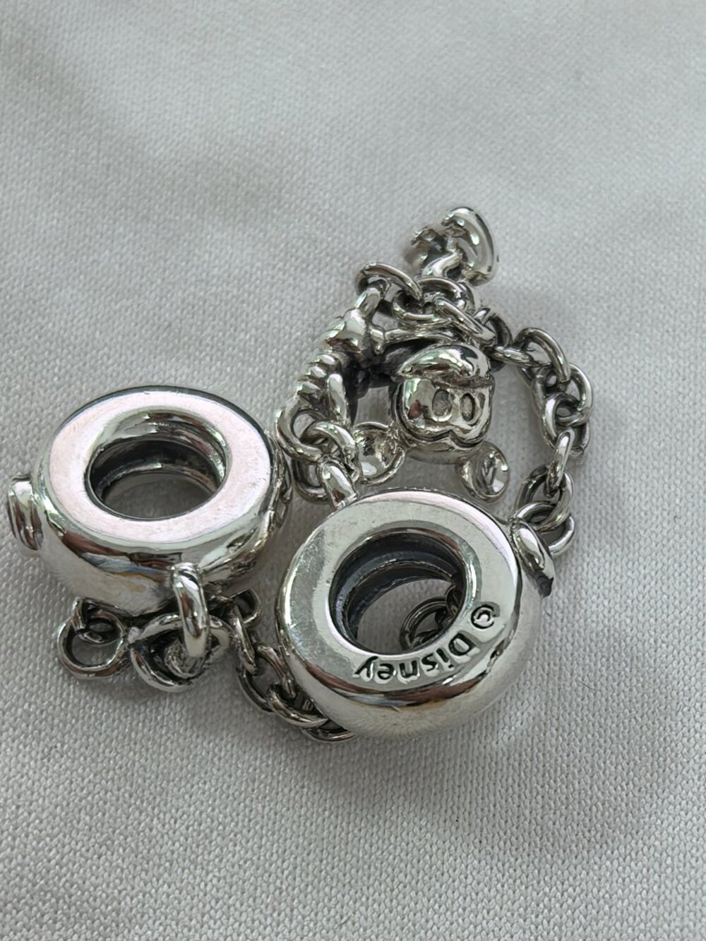 Pandora Disney, Climbing Mickey Safety Chain, Red CZ, S925 Silver Jewelry - Picture 4 of 4